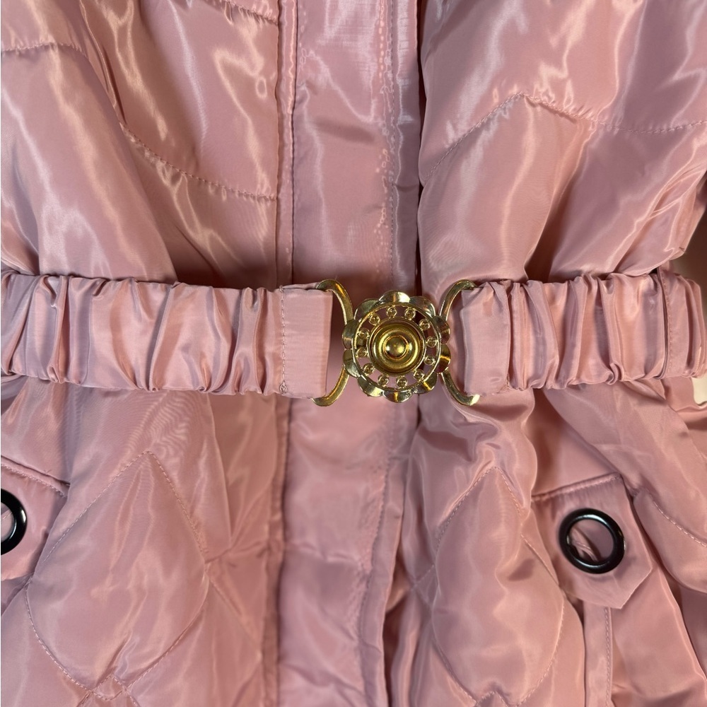 Young Girl's Zip-up with Snap Closured Hooded Pink Puffer Coat Size 3XL NWT - Picture 4 of 13
